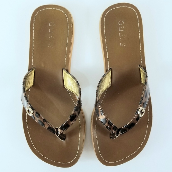 Sz 8 Guess Animal Print Flip Flop Sandals - Picture 3 of 11
